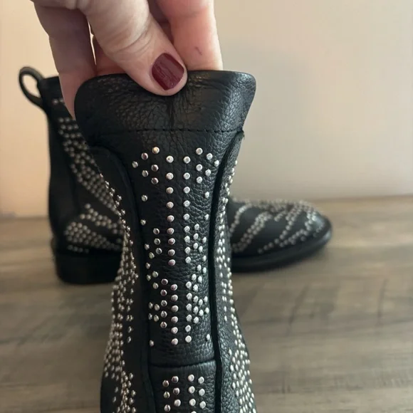 Zadig & Voltaire Womens Boots Laureen Studded Pebbled Leather Italian‎ Size 39